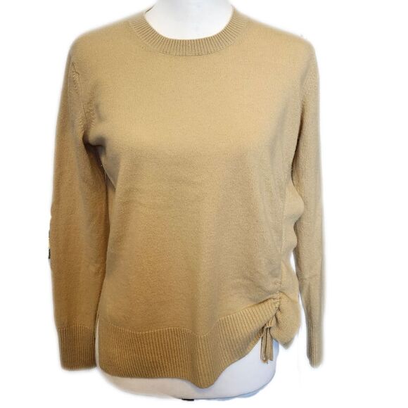 Vince Side Cinch 100% Cashmere Crew Neck Sweater, Light Camel, S - Picture 1 of 9